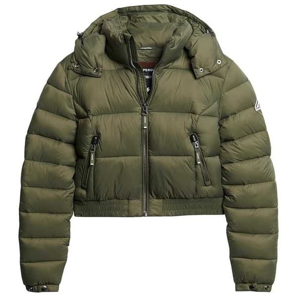 Superdry Puffer Takki Crop Fuji Vihreä L Nainen