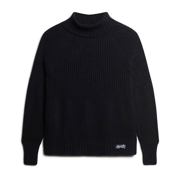Superdry Tröja Med Rund Hals Essential Rib Svart S Kvinna