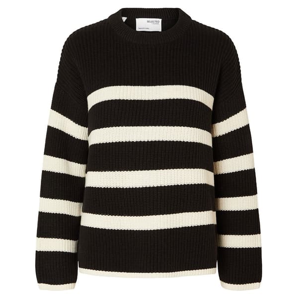 Selected O Neck Sweater Bloomie Sort XS Kvinde