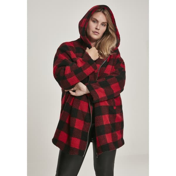 Urban Classics Tjekke Med Hætte Parka Gt Rød 4XL Kvinde