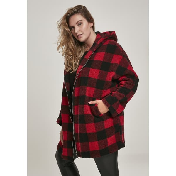 Urban Classics Tjekke Med Hætte Parka Gt Rød 4XL Kvinde