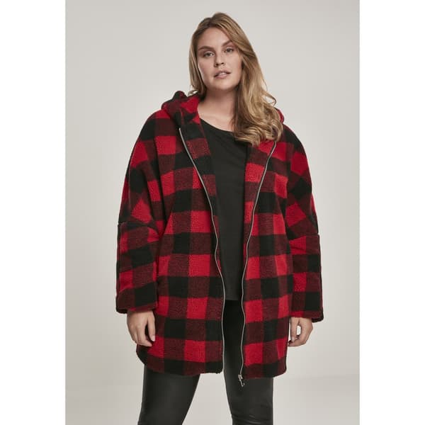 Urban Classics Tjekke Med Hætte Parka Gt Rød 4XL Kvinde