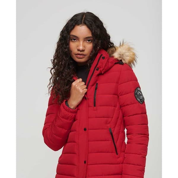 Superdry Pufferjacka Fuji Longline Röd XS Kvinna