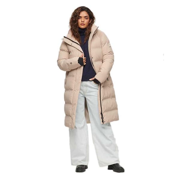 Superdry Pufferjacka Longline Beige M Kvinna