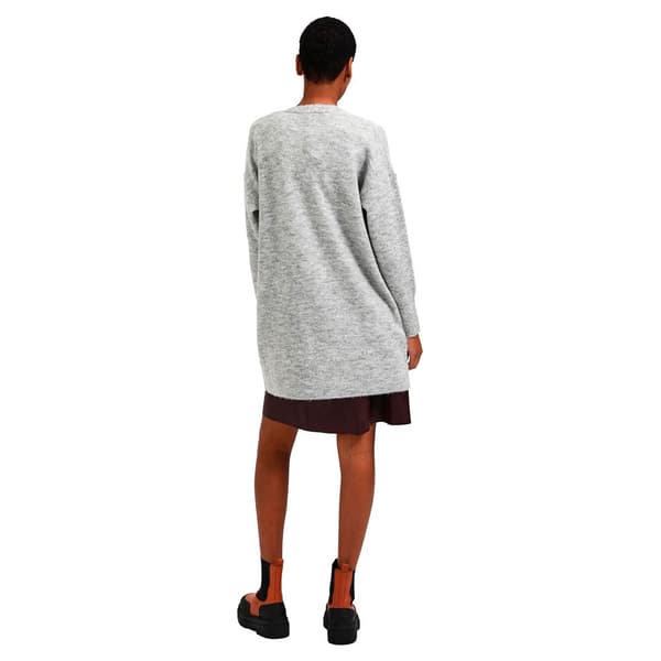 Selected Lang Cardigan Lulu New Grå L Kvinde