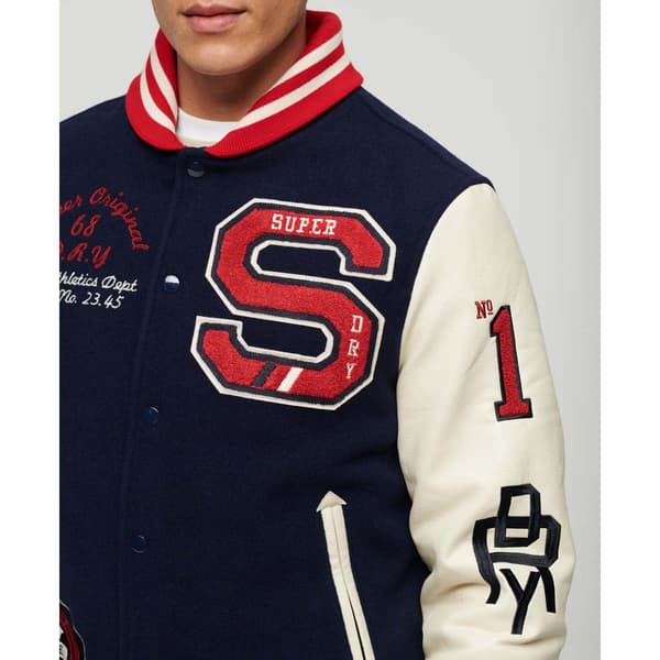 Superdry Bomberjacka College Varsity Patched Beige S Man
