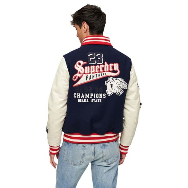 Superdry Bomberjacka College Varsity Patched Beige S Man