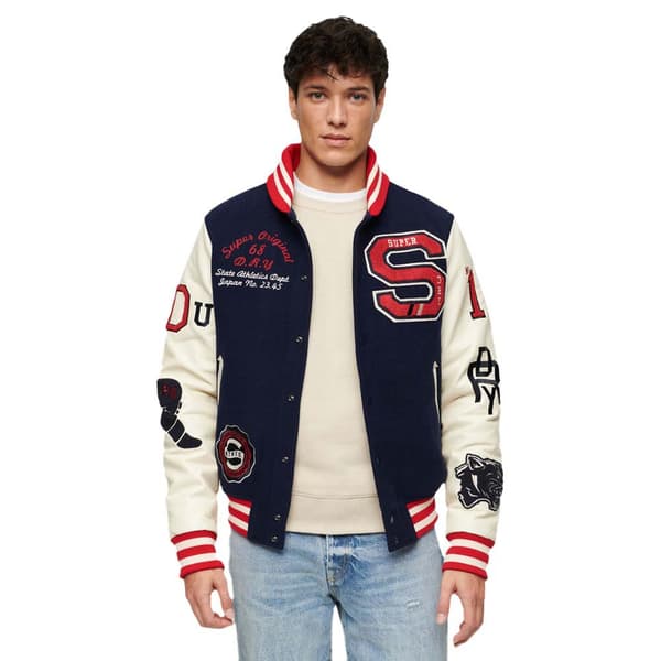 Superdry Bomberjacka College Varsity Patched Beige S Man