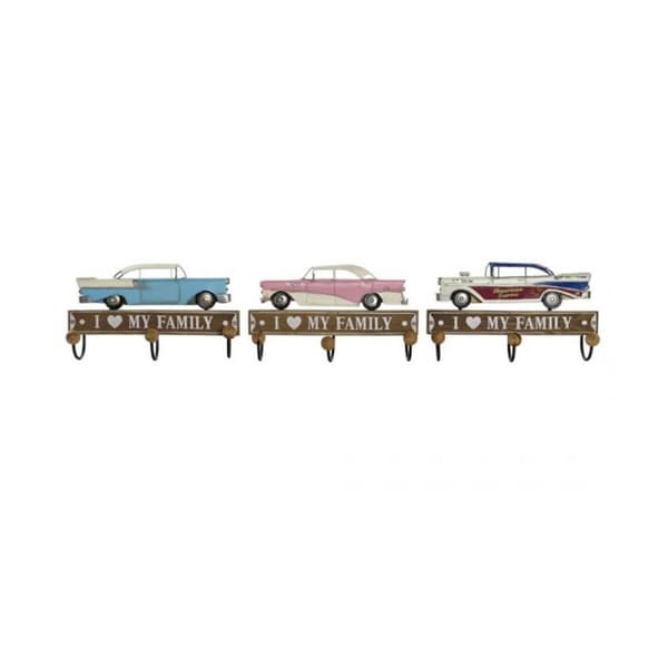 Knagerække til væggen DKD Home Decor 29 x 8 x 17 cm Metal Vintage Træ MDF (3 Dele)