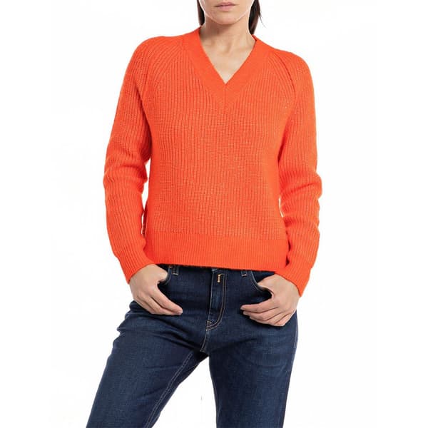 Replay Tröja Med V-ringning Dk3551.000.g23274 Orange M Kvinna