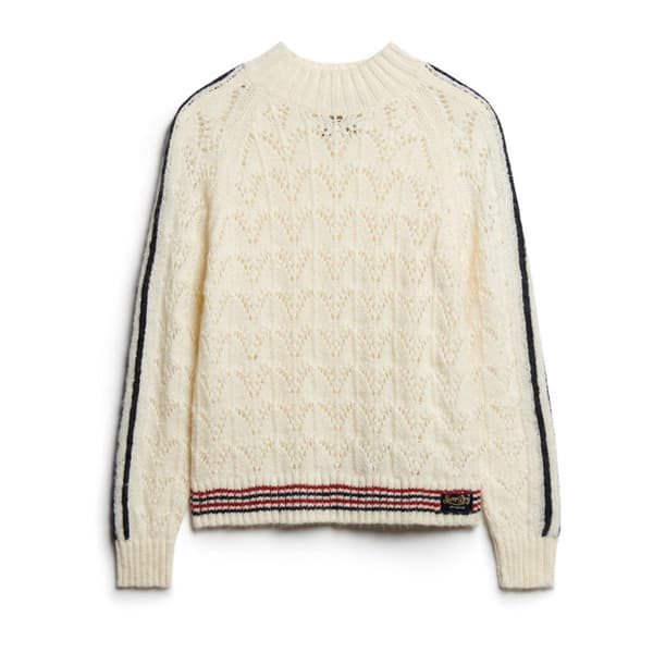 Superdry Tröja Med Rund Hals Pointelle Knit Beige S Kvinna