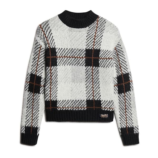Superdry Pitkä Villapaita Boxy Pattern Knit Beige XL Nainen