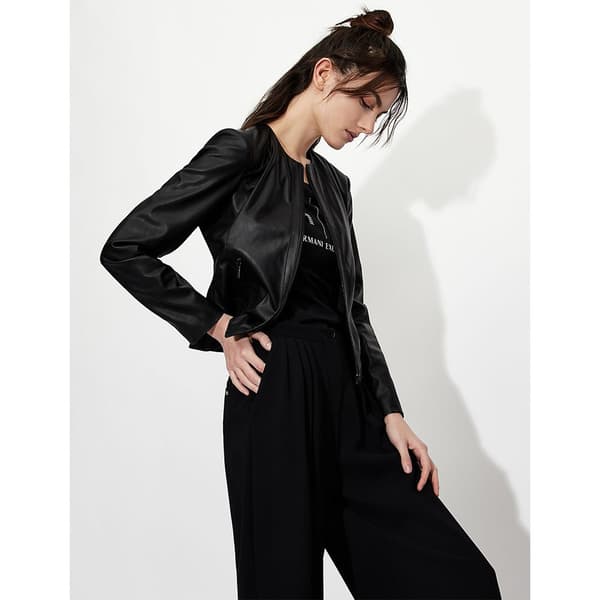 Armani Exchange Læderjakke 8nyb03_ynvlz Sort XL Kvinde