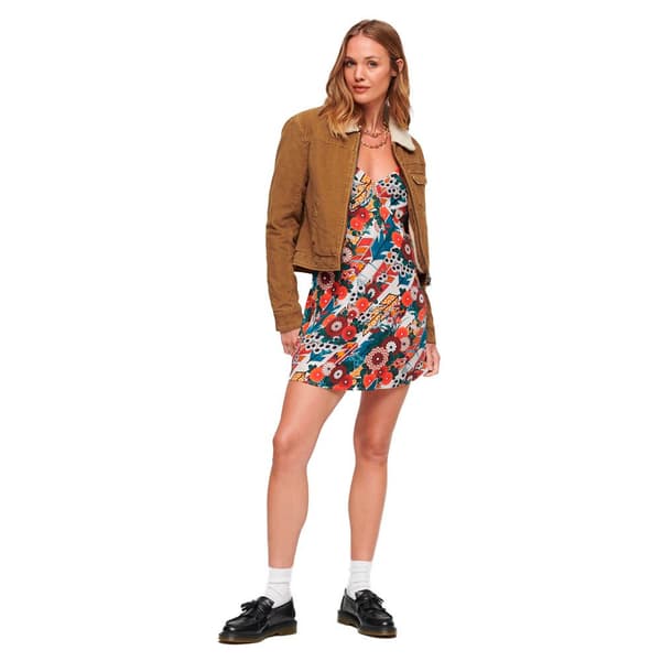 Superdry Jakke Cord Lined Cropped Brun 2XS Kvinde