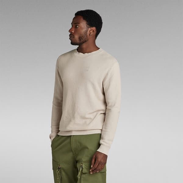 G-star Sweater Med Rund Hals Moss R Beige M Mand