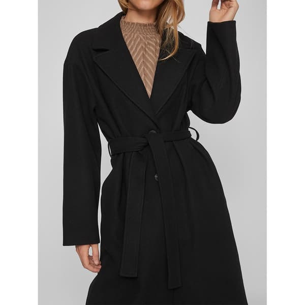 Vila Trenchcoat Poko Svart 40 Kvinna