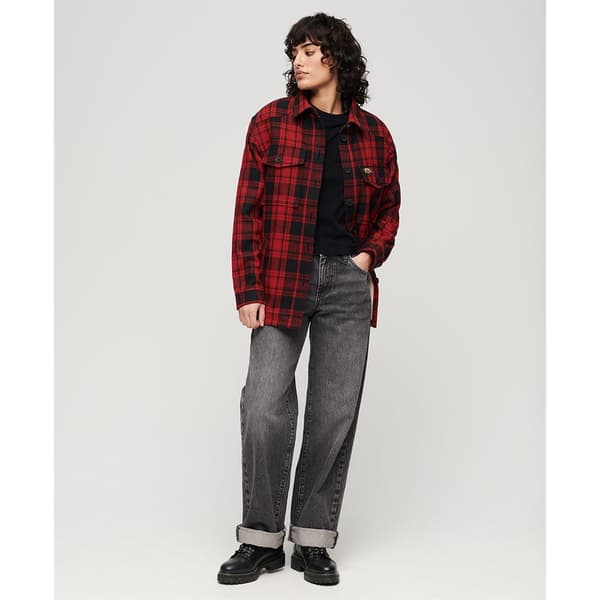 Superdry Borg Check övertröja Röd L Kvinna