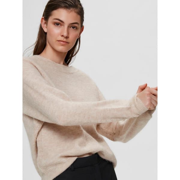 Selected Lulu Rundhalset Sweater Beige 2XL Kvinde