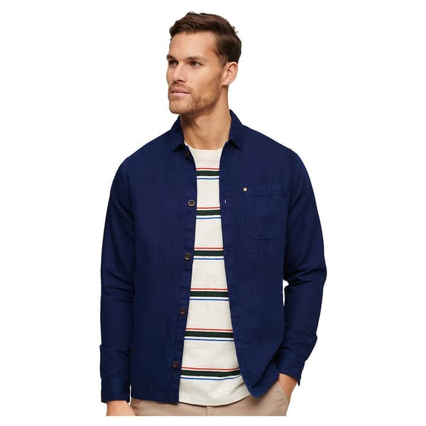 Superdry Merchant Linen Blend Päällyspaita Sininen M Mies