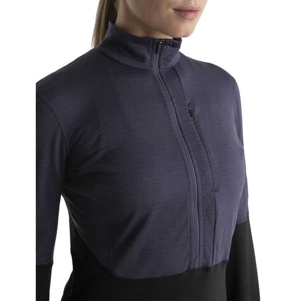 Icebreaker Merino 200 Realfleece Descender Fleece Med Halv Dragkedja Grå L Kvinna
