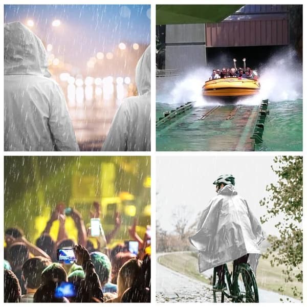 Vattentät regnponcho med huva, unisex EVA vandringsregnkappe med bärväska PU Material för camping/cykling - vit