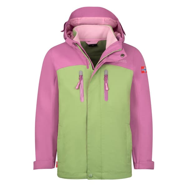 Trollkids Bryggen 3in1 Jakke Grøn,Rosa 116 cm Dreng
