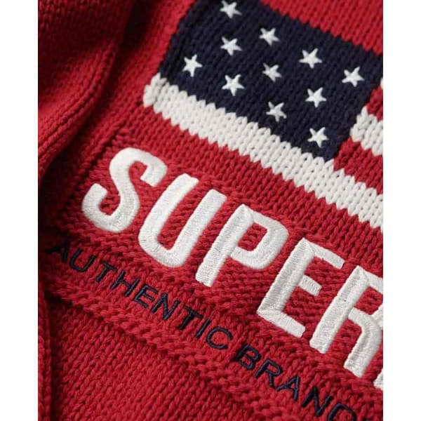 Superdry Americana Knit Striktrøje Med Høj Hals Rød XL Kvinde