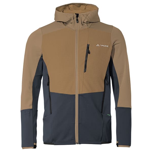 Vaude Monviso Grid Fleecejacka Med Huva Brun M Man