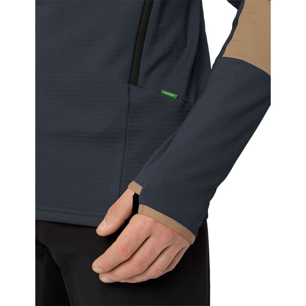 Vaude Monviso Grid Fleecejacka Med Huva Brun M Man