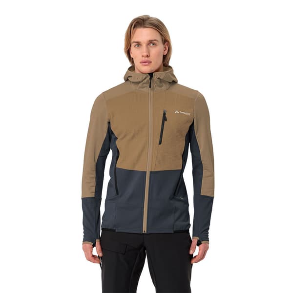 Vaude Monviso Grid Fleecejacka Med Huva Brun M Man