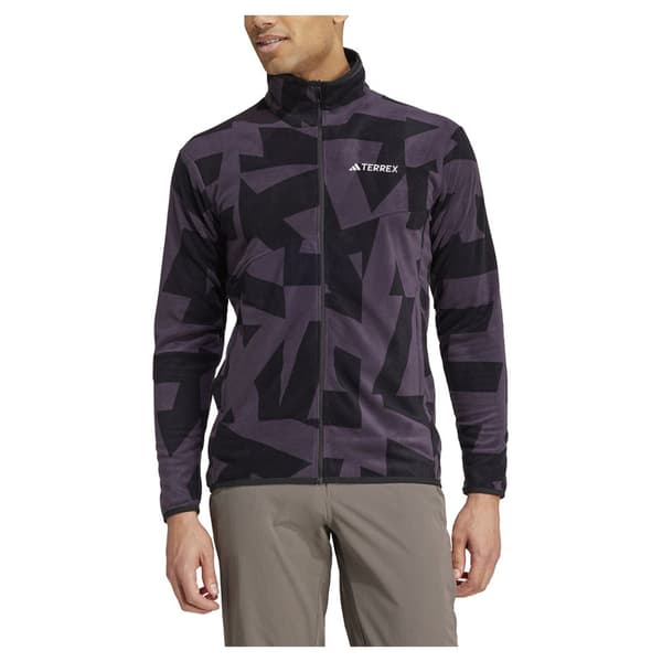 Adidas Terrex Multi Trykt Fleecejakke Med Fuld Lynlås Sort,Grå 3XL Mand
