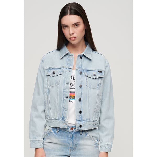 Superdry Embroidered Trucker Jeansjacka Blå XS Kvinna