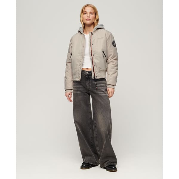 Superdry W5011654a Bomberjacka Beige S Kvinna