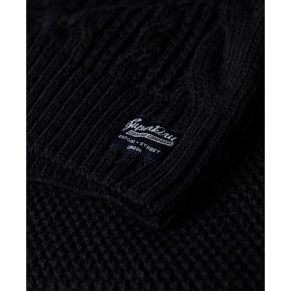 Superdry Jacob Cable Halv Lynlås Sweater Sort L Mand