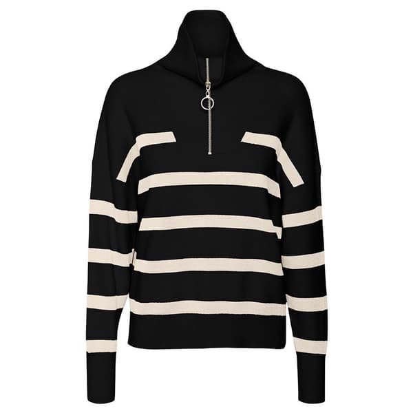 Vero Moda Saba Stripe Halv Dragkedja Tröja Svart XL Kvinna
