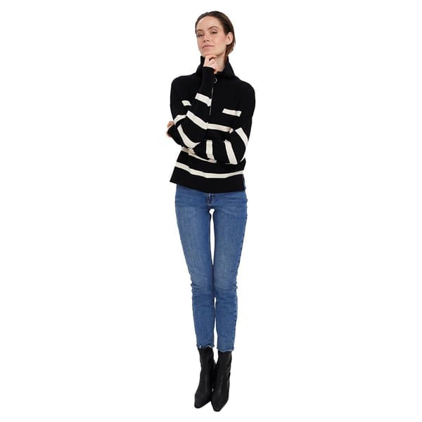 Vero Moda Saba Stripe Halv Dragkedja Tröja Svart XL Kvinna