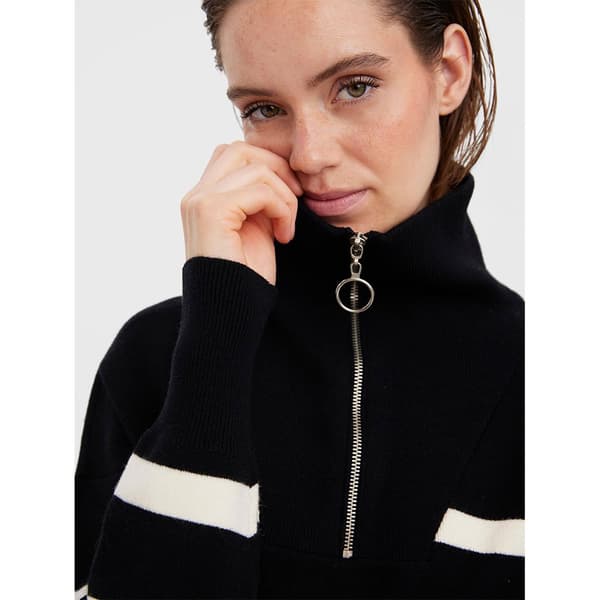 Vero Moda Saba Stripe Halv Dragkedja Tröja Svart XL Kvinna