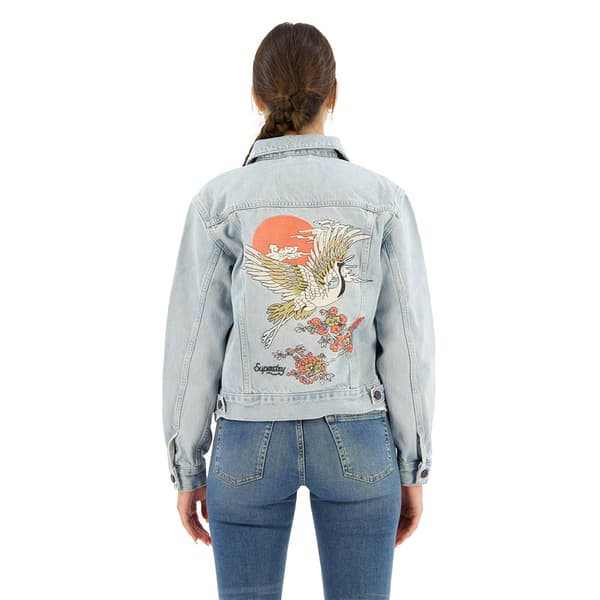 Superdry Embroidered Trucker Jeansjacka Blå S Kvinna