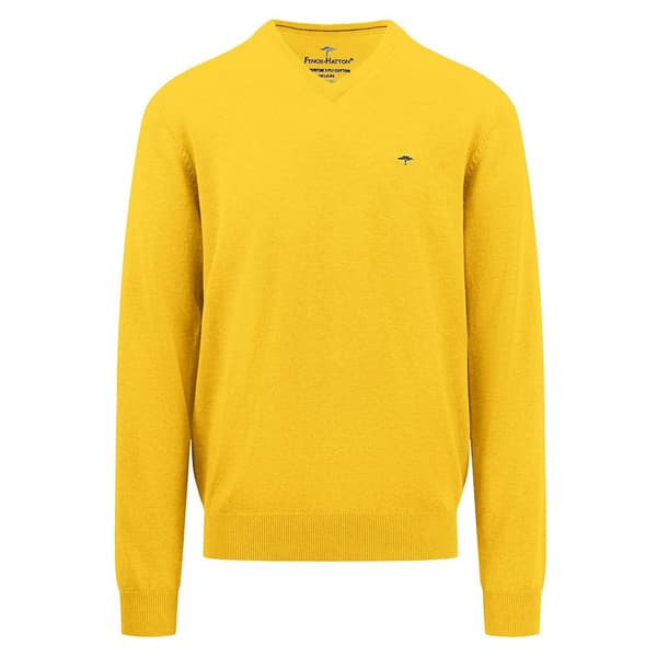 Fynch Hatton 1413211 V-hals Sweater Gul 3XL Mand