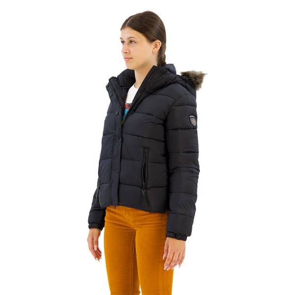 Superdry Faux Fur Puffjacka Svart L Kvinna