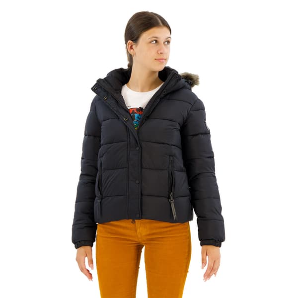 Superdry Faux Fur Puffjacka Svart L Kvinna