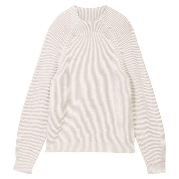 Tom Tailor Knit Plated Rib Tröja Beige M Kvinna