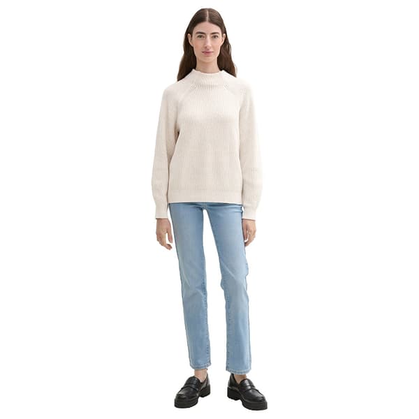 Tom Tailor Knit Plated Rib Tröja Beige M Kvinna