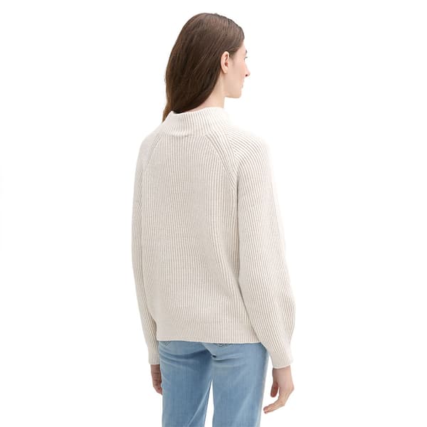 Tom Tailor Knit Plated Rib Tröja Beige M Kvinna