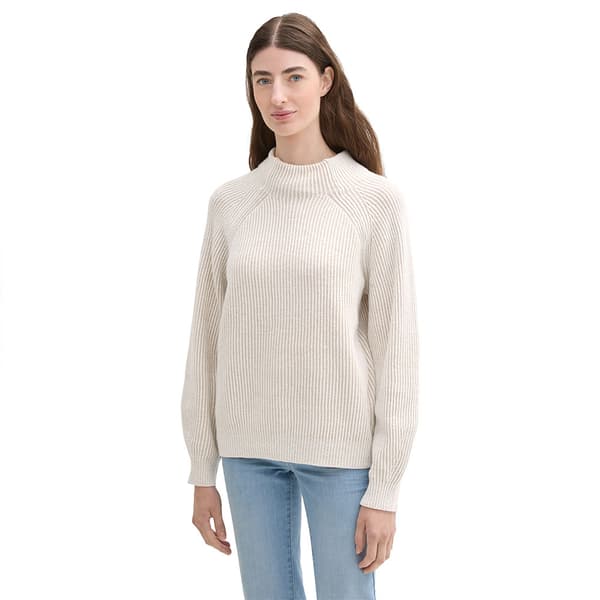 Tom Tailor Knit Plated Rib Tröja Beige M Kvinna