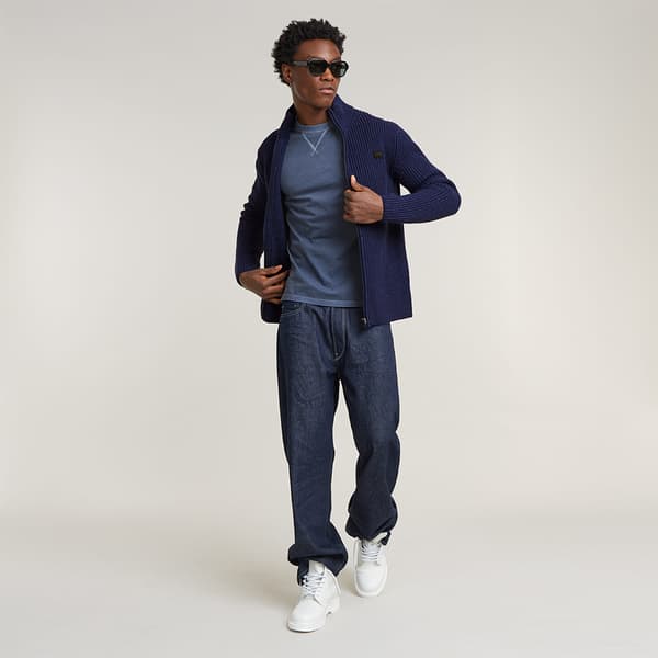 G-star Double Collar Pulloveri Vetoketjulla Sininen M Mies