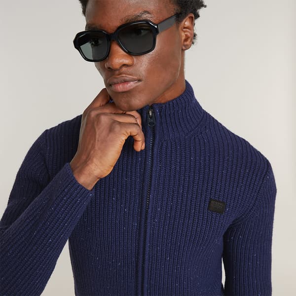 G-star Double Collar Pulloveri Vetoketjulla Sininen M Mies
