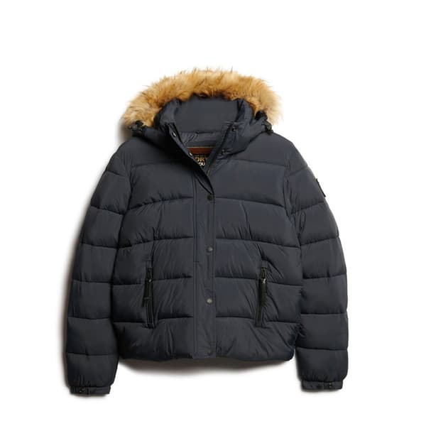Superdry Faux Fur Puffjacka Blå L Kvinna