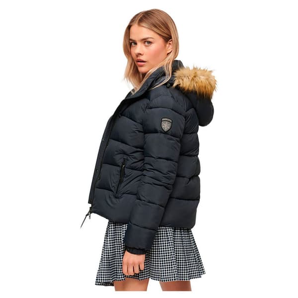 Superdry Faux Fur Puffjacka Blå L Kvinna