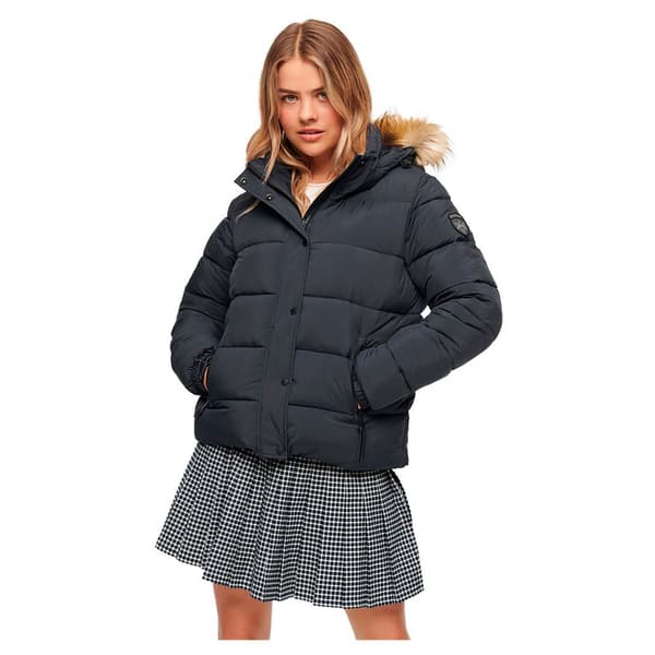 Superdry Faux Fur Puffjacka Blå L Kvinna